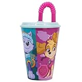 Stor Wiederverwendbarer Kinderbecher mit Deckel und Strohhalm, 430 ml, Paw Patrol Girl
