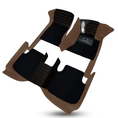 Image of Autofurnish Exclusive 9D Car Mat Full Set for Mahindra XUV700 (5 Seater) 2021 || Luxury Leather Dual-Stitch Full Set 9D Car Floor Mat || 100% Waterproof || Color : Black Brick-Brown