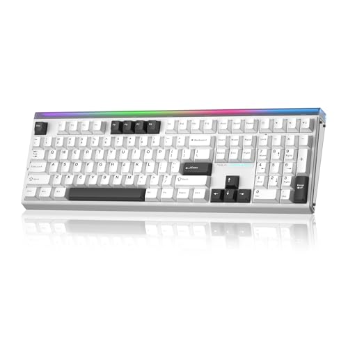 Image of Aula H108 Wireless Mechanical Keyboard, Hot Swappable Silent Keyboard, Full Size Keyboard with Number Pad, Gasket Structure, RGB Backlit Computer Gaming Keyboard with PBT Keycaps for PC /Office