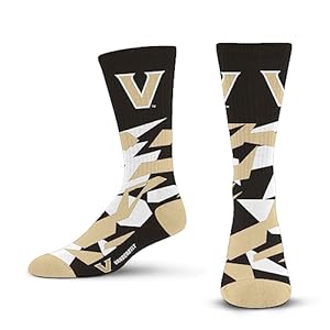 For Bare Feet NCAA VANDERBILT COMMODORES Shattered Camo Crew Sock Team Color Large