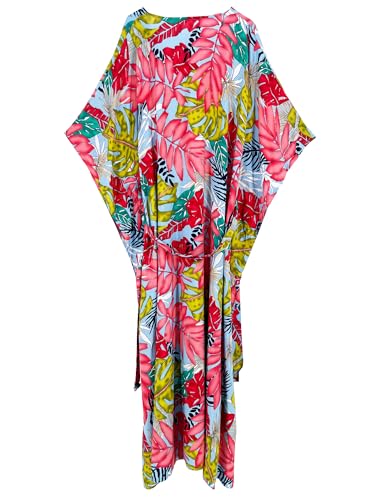 Image of Moss Rose Kaftan Dresses for Women V Neck Summer Swimsuit Cover up Caftan Maxi Beach Dresses