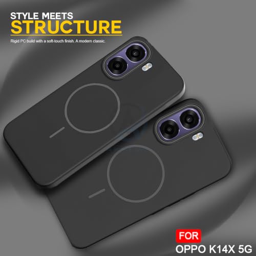 Image of AESTMO Shockproof Back Case Cover for Oppo K14X 5G | Slim Hard Shell | Hard Back Cover for Oppo K14X 5G (Compatible with MagSafe Accessories, Black)