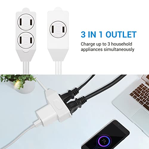 Dewenwils 3 Foot Extension Cord, 16 Awg Spt-2 Power Cable For Indoor Use, 2 Prong Outlets Plugs, Nema 5-15P To Nema 5-15R, White, Etl Listed, 3 Pack #TOP2