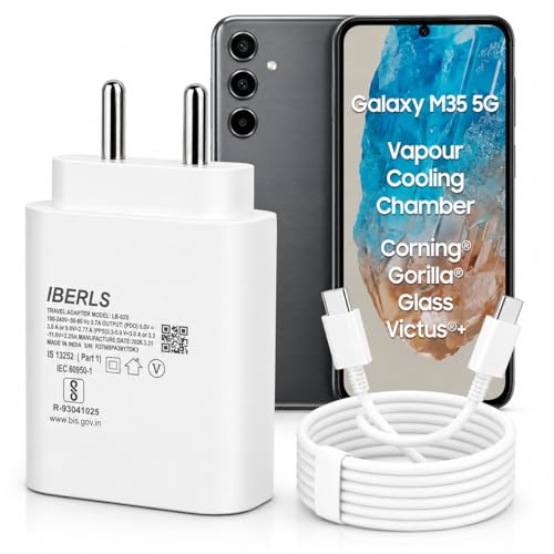 Image of 25W Pd 3A Type-C Super Fast Charging Adapter with 1M Type C Cable for Galaxy M35 /M17 /M17e /M06 /M36 /M07 /M56 /M16 / M55s /M05 /M15 /M55 /Tablet /Galaxy Watch- Charge Your Device with 25 Watt USB C Fast Charger