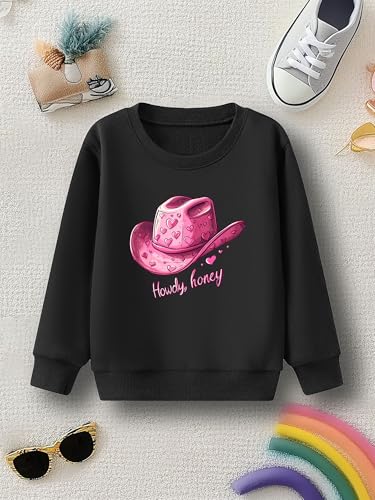 Kids Valentine's Day Western Sweatshirt Long Sleeve Heat Transfer Cowboy Hat Boots Pattern Cute Crewneck Pullover Tops4