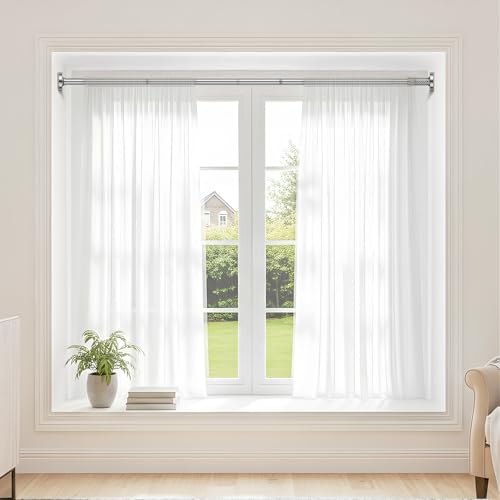 Image of Tension Curtain Rod 32-90Inch Silver Spring Rods Adjustable Curtain | Rods no Drilling Outdoor Tension Rod for Patio, Windows,Closets,Doorway