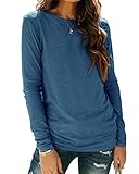 Sherosa Womens Tops Cotton and Spandex Loose Fit Long Sleeve Shirts Casual Winter Knit T-Shirts Navy Blue,XXL