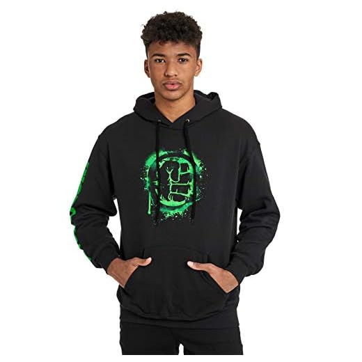 Hulk Fist Hombre Sudadera con Capucha Negro M, 80% algodón, 20% poliéster, Regular