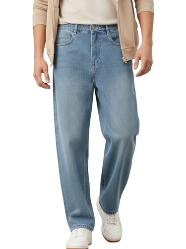 Image of Urbano Fashion Men's Loose Baggy Fit Washed Jeans Non-Stretchable