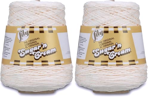 Image of Lily Sugar'n Cream Cotton Cone Yarn, 14 oz, Soft Ecru, 1 Cone, (Pack of 2)