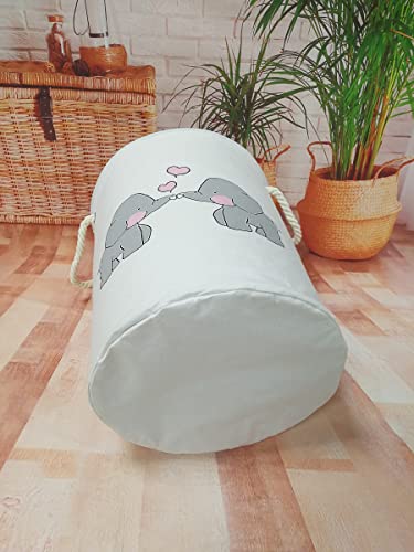 Image of Round Laundry Basket Storage Bins Nursery Hamper Gift Baskets for Home,Office,Home Decor