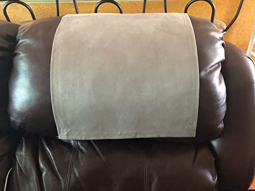 Recliner Headrest Cover Furniture Protector Chair Pad Suede-Stone Gray Size 14"Wx30"L For Living Room Office Chair Theater Seating Rv Lifestyle Media Room #TOP3