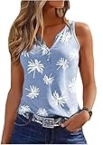 Coconut Tree Button Notched Neck Tank Top Women's Sleeveless Beach Shirt Funny Summer Graphic Holiday Tee Shirts Vest(X-Large, Light Blue)