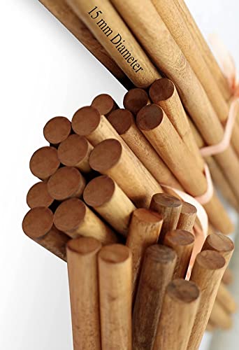 Image of BLOOMAX 14mm x 9 Inch Wooden Dowel Rods - Pack of 5 | Premium Polished Hardwood Sticks (±0.5mm Tolerance) | Smooth Splinter‑Free Dowels for DIY Crafts, Macrame & Furniture Repairs | Made in India