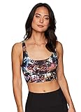 RBX Active Women's Floral Bra, V-Back Low Impact Sports Bra Multicolor Blooms L