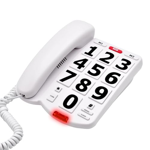 Landline Phones for Seniors, Adjustability Features, One-Touch Dialling,Big Button Phone for Seniors, Hard of Hearing Telephone Corded Phones, with Hands-free Speakerphone for House Home Call Hotel