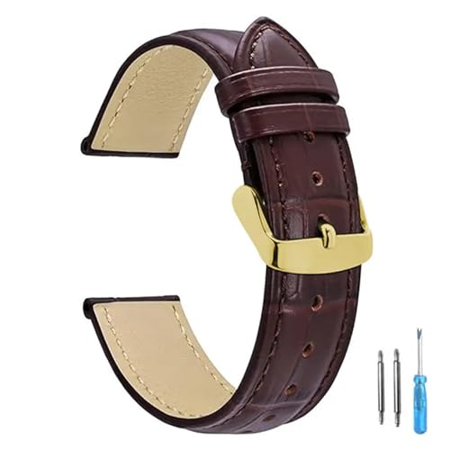 [AHDJHLQOR] Replacement Leather Watch Strap Watchband For Men Women 12mm 14mm 16mm 18mm 20mm 22mm 24mm Band(Brown-G,16mm)