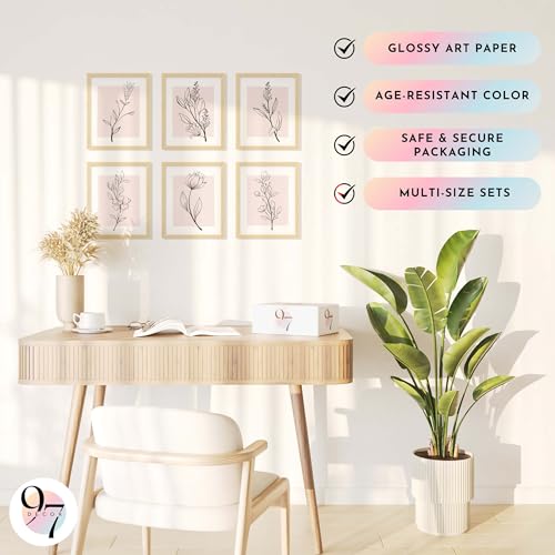 97 Decor Pink Botanical Wall Art - Pink Flower Wall Art Blush Floral Prints, Minimalist Plant Line Art Poster, Light Pink Flower Pictures Wall Decor, Botanical Artwork for Bedroom (8x10 Unframed) - Image 6