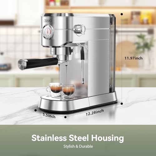 Gevi Commercial Espresso and Coffee Makers, Professional 20 Bar Espresso Maker with Milk Frother, Stainless Steel Expresso Coffee Machines for Home, Compact Cappuccino Machine, Great Gift