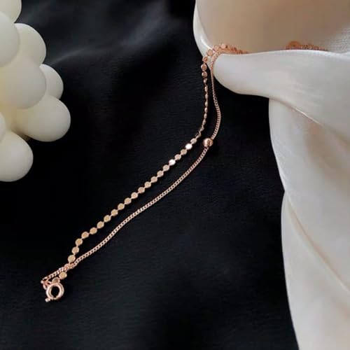 Collier argent 925 double couche perles chaîne de clavicule pour vos fêtes