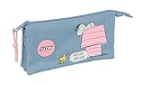 Snoopy - Portatodo Triple, Estuche Infantil, Estuche Niño, Ideal para Niños en Edad Escolar, Cómodo y Versátil, Calidad y Resistencia, 22x3x12 cm