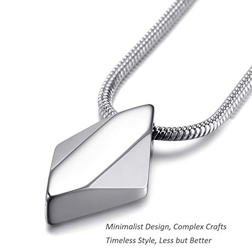 MOO&LEE Men's Tungsten Carbide Pendant Necklace Geometric Tungsten Pendant with 22 Inches Stainless Steel Snake Chain3