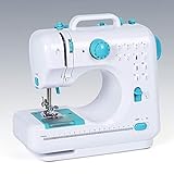 Household Sewing Machine Portable Mini Multi-Functional Electric Crafting Mending Machine with 12 Built-in Stitches 2 Speeds Foot Pedal for Beginners Adults Girls Amateurs Blue