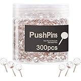 MROCO 300 Count Pins for Cork Board, 1/3 Inch, Clear Push Pins for Bulletin Board Thumb Tacks...