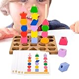 Generisch Zuordnungsspiel | Pädagogische Fädelblöcke | Holzperlen Farbzuordnung Puzzle Set,Für Kinder Ab 3 Jahren Mädchen Zuhause Familie Schule Kindergarten Reise Ferien