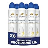Dove Deodorante Spray Advanced Care Original, con Formula Idratante e Delicata sulla Pelle, Senza Alcol, Pelle Asciutta Fino a 72 Ore, Deodorante Uomo e Donna, 6 Pezzi da 200ml