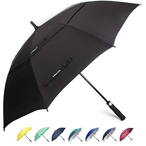 Zekar 54/62/68 Inch Windproof Large Golf Umbrella, Oversized Double Canopy Vented Waterproof Stick Umbrellas Automatic Open For Men Women, Including Wooden Handle Version #TOP4