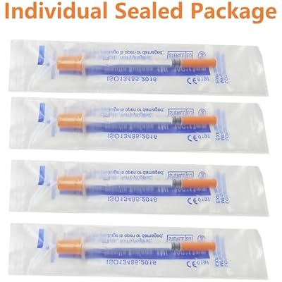 50 Pack 1/2ml Lab Syringes with 30G 5/16 inch(8mm) Needle Tool, Individual Sealed Package