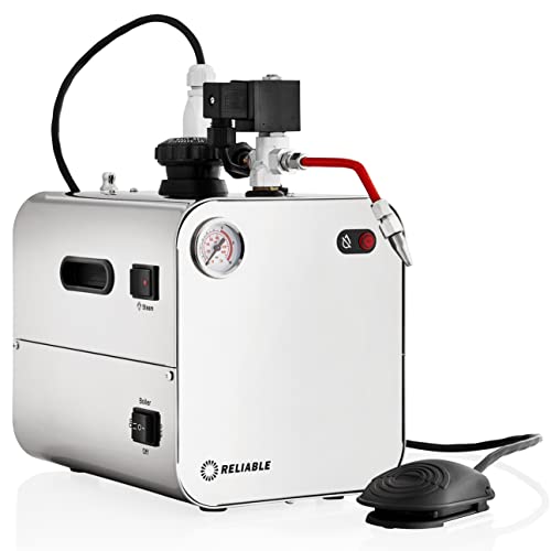 Reliable 5100CJ Stainless-Steel Jewelry Steam Cleaner with Eco Mode, 120V, 2.2 LTR Tank, 50 PSI, Stainless Steel Tank, External Heating Element, 4 Safety System, Pressure Gauge, Made in Italy