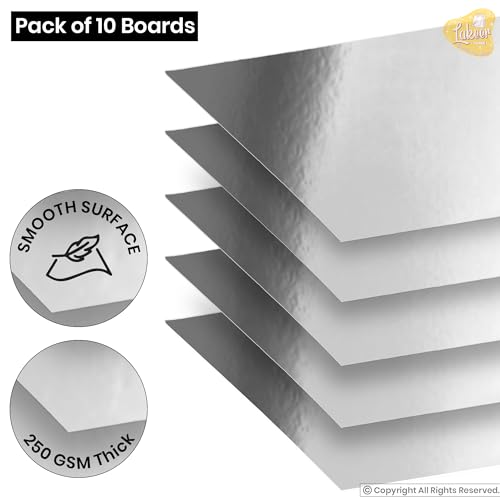 Image of Lakeer A4 Silver Foil Cardstock Paper, 250 GSM Thick Reflective Mirror Sheets, Pack of 10, for Card Making, Scrapbooking, Gift Wrapping and DIY Crafts