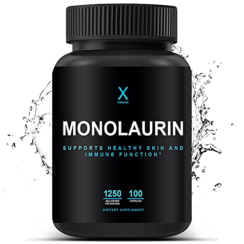 Monolaurin Supplements 1250mg - Monolaurin Supplements - The Ultimate Monolaurin from Natural Coconut Lauric Acid Supplement - Pure Monolaurin Powder Capsules - Monolaurin Pure Supplement - HumanX