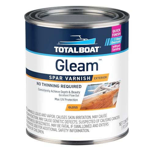 TotalBoat Gleam Marine Spar Varnish, Gloss and Satin Polyurethane Finish for Wood, Boats and Outdoor Furniture (Gloss Pint)