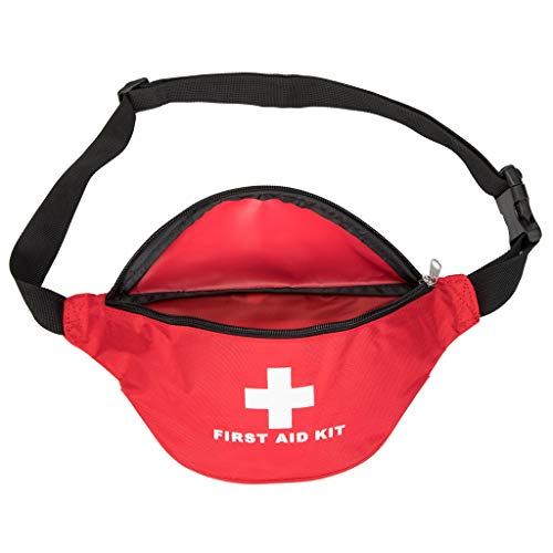 Image of First Aid Fanny Pack First Aid Bag Red Travel Rescue Bag Empty Pouch First Responder Storage Compact Survival Medicine Bag Pocket Container for Car Home Outdoors, Red, 1 Count (Pack of 1), Pouch