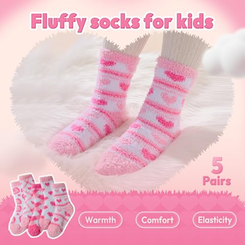 Jeasona Coquette Romantic Love Heart Fuzzy Socks for Kids Christmas Valentines Day Birthday Gifts for Girls Daughter3