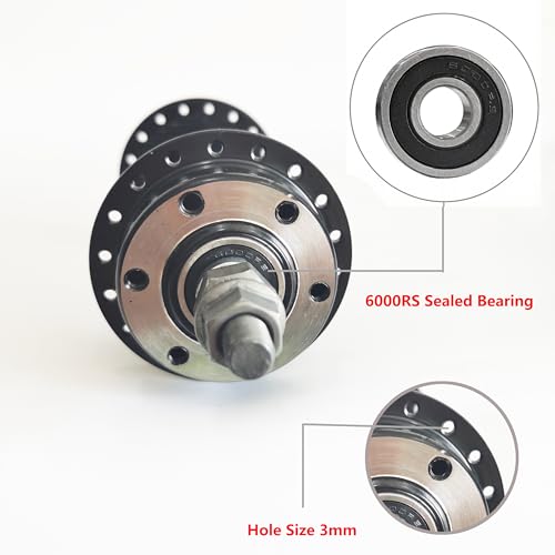 DONSP1986 Fat Tire Bike Wheel Part Bicycle Front & Rear Hub 135x190mm Width 36 Hole, Fit Threaded Freewheel 20\"/26\" x4.0 Snow Bicycle, Disc Brake (Black) - Thumbnail 4