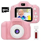 YIWEI Kids Camera Gifts for 3 4 5 6 Year Old Girls Digital Cameras 10MP Video Camera Portable Puzzle Games DIY Video Kids Camera Silicone Soft Cover & Micro SD Card (16GB Memory Card Included)