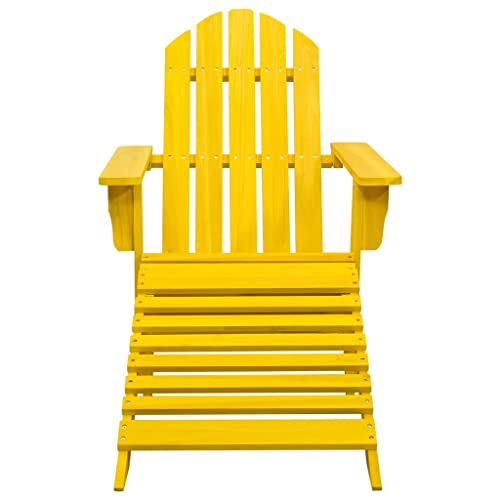 Matalde Patio Adirondack Chair With Ottoman Solid Fir Wood Yellow-98 #TOP2