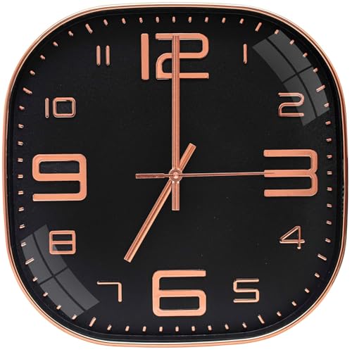 Image of TEKCOOL Plastic Analogue Wall Clock 12 inch Silent Quartz Decorative Wall Clock Non-Ticking Classic Clock Battery Operated Round Easy to Read for Room /Home /Kitchen /Bedroom /Office /School.Rose black