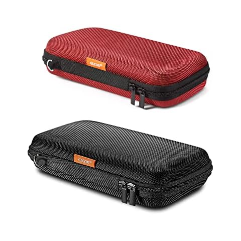 GLCON Portable Protection Hard EVA Case for External Battery, Cell Phone, USB Charging Cable, Carrying Bag Mesh Inner Pocket, Hard Exterior, Universal Travel Pouch Bag - Black + Red Cover