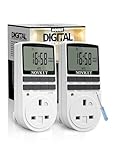 2 x NOVKIT Digital Security Timer Plug Socket Programmable Switch Timer with 10 ON-Off Programs and Random Mode for Home and Indoor (230V, 13A, 2900W)