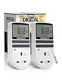 2 x NOVKIT Digital Security Timer Plug Socket Programmable Switch Timer with 10 ON-Off Programs and Random Mode for Home and Indoor (230V, 13A, 2900W)