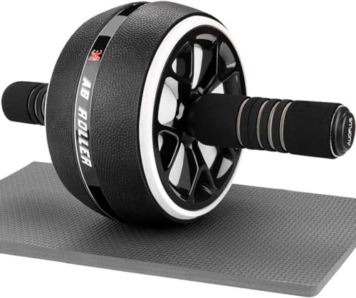 Generic 腹筋ローラー TPR製 腹部コア運動機器 静音 アブローラー スリムトレーナー アブホイール 上半身筋トレ 膝保護マット付き 耐荷重200kg (ホワイト)のサムネイル