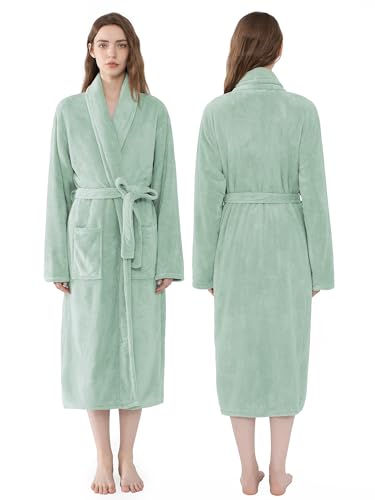Image of Soft Robe For Women,Warm Plush Bath Robes Female,Spa Towel After Shower Lightweight Long Bathrobe