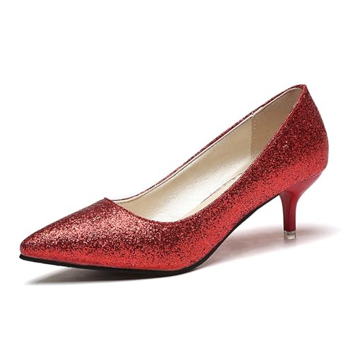 Chaussures de mariage Lizoleor confortables et pointues en paillettes femme