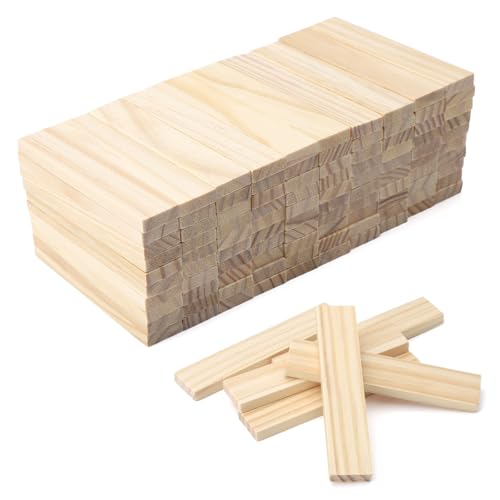 100 Stück bastelholz klötzchen, 100 x 20 x 7mm Holzbausteine Bastelklötzchen holzklötze Holzleiste Holzstäbchen basteln Holz für DIY Projekte und Deko