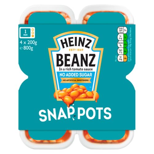Heinz No Added Sugar Baked Beans Snap Pots 4 x 200g